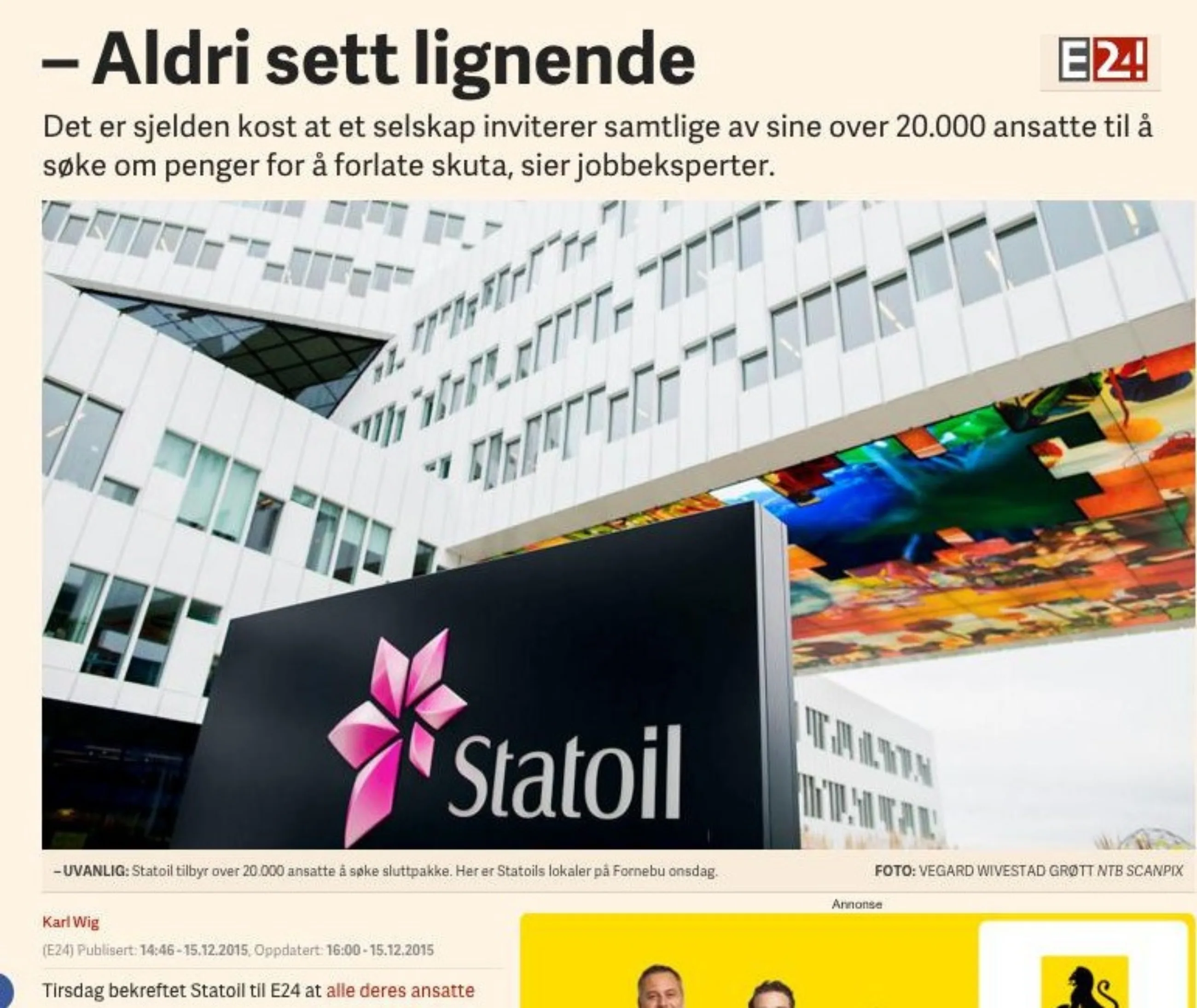 2015 12 14 E24 Jobbeksperter om Statoils kutt grep Aldri sett lignende cropped